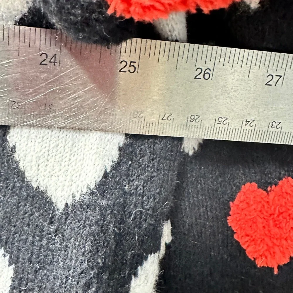 Serra Women XL Cardigan Black Red White Heart Lovecore Romantic V-Neck Sweater